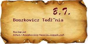Boszkovicz Teónia névjegykártya